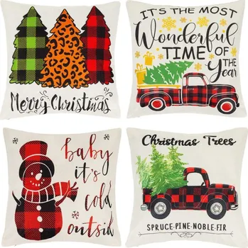Povlak na dekorativní polštářek Vánoční povlaky na polštářky 40x40 cm, sada 4ks, dekorativní motiv