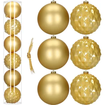 Springos Vánoční baňky zlaté - 15cm sada 6ks, vánoční ozdoby