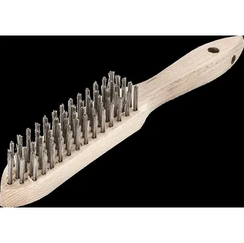 Drátěný kartáč Lessmann 103751 | Ruční kartáč Standard dřevěná rukojeť 5-radová, nerezový drát rovný 0,30