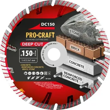 Řezný kotouč Kotouč řezný diamantový 150mm PROCRAFT DC150 Deep Cut