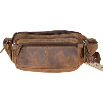 Ledvinka Kožená ledvinka s šesti kapsami s látkovou podšívkou