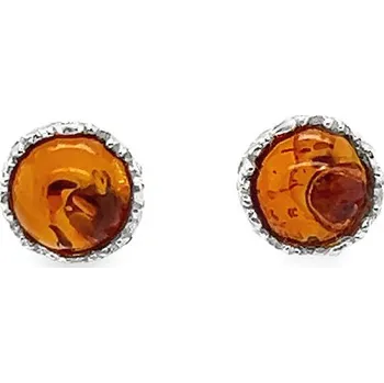 Náušnice Stříbrné náušnice z BURSZTYNEM TYČINKY STŘÍBRO 925 jemné ŠROUBKY FILM