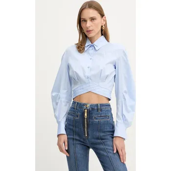 Dámská halenka Bavlněná halenka Elisabetta Franchi CA12161E2 modrá 50X, vel. 40