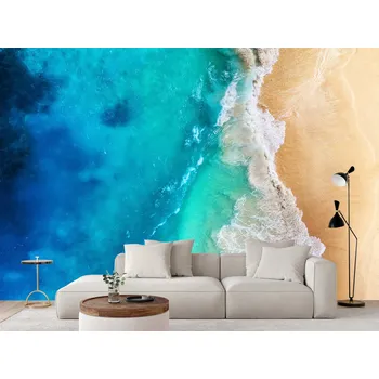 Fototapeta Fototapeta MOŘE OCEÁN VLNY VODA PLÁŽ Z POHLEDU PTÁKA DOVOLENÁ 104 x 70,5 cm