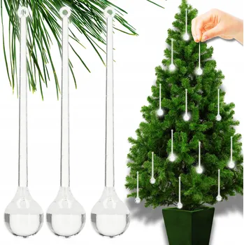 Vánoční dekorace Vánoční Koule průhledná, Vánoční Baňky tvarované rampouchy 13 cm 10 ks