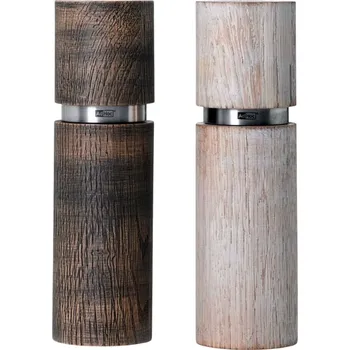 Mlýnek na koření AdHoc, Mlýnky na sůl a pepř Textura Antique, 15 cm, bílé a hnědé, 2 ks - Formadore