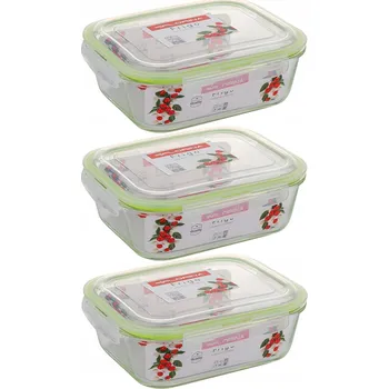 Dóza na potraviny 3x NÁDOBA NA POTRAVINY 1040ml OBĚDOVÝ BOX ŽÁRUVZDORNÝ SVAČINOVÝ BOX