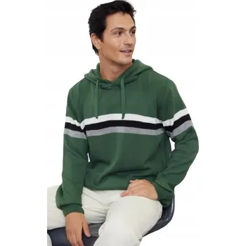 Pánský svetr TRENDYOL Pánský zelený pruhovaný svetr S KAPUCÍ melírovaný vzor M X_A