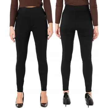 Dámské kalhoty Elegantní dámské společenské kalhoty černé slim fit s vysokým pasem 613-1 3XL/4XL