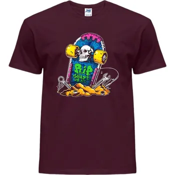 Pánské tričko panske_levne_tricko_potisk_RIP_skate Barva: Burgundy - vínová, velikost: 5XL