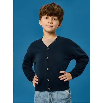 Chlapecké oblečení Sinsay - Bavlněný svetr se zapínáním na knoflíky - námořnická modrá - 388DN-59X - 388DN-59X-98