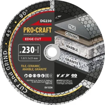 Řezný kotouč Kotouč řezný diamantový 230mm PROCRAFT DG230 Edge Cut