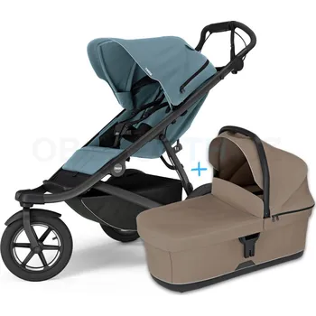 Kočárek Thule Urban Glide 3 Mid blue s magnetickou sponou + korbička Tinted Taupe