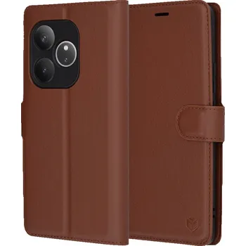Pouzdro na mobilní telefon Techsuit kožené folio Realme GT 6 GT 6T hnědé