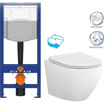 WC sada AKCE/SET - CERSANIT předstěnový instalační systém bez tlačítka + WC CERSANIT DESSE VORTEX + SEDÁTKO K97-526 X ES1