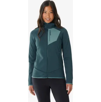 Pánská mikina QUECHUA Dámská turistická fleecová mikina na zip MH 500 2XL MODRÁ|ZELENÁ