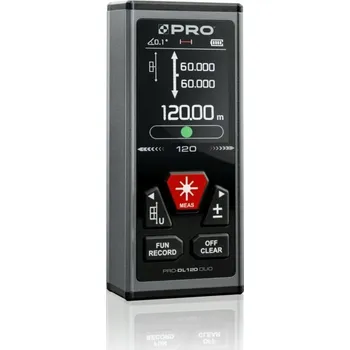 Měřící laser Laserový dálkoměr oboustranný 120m Úhloměr Baterie 3,7V 850mAh Pouzdro PRO