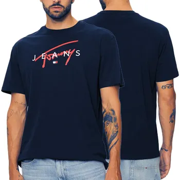 Pánské bavlněné tričko Tommy Jeans tmavě modré barvy DM0DM19683-C1G S