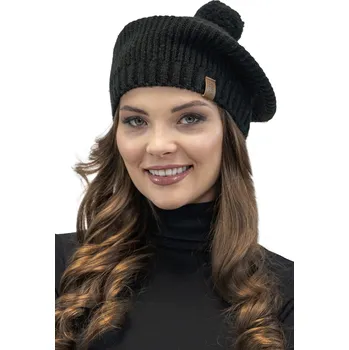 Čepice Baret s bambulí Vivisence 7074 - výprodej Barva: Černá, Velikost: UNI