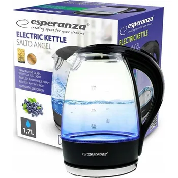 Rychlovarná konvice Rychlovarná konvice Esperanza bezdrátová skleněná 1,7 l 2200 W černá LED
