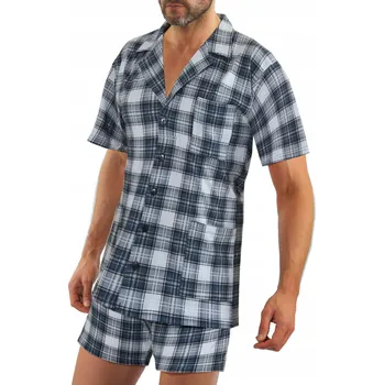 Pánské pyžamo Sesto Senso pánské pyžamo Kr-Kr_Button_A krátký rukáv, velikost 3XL