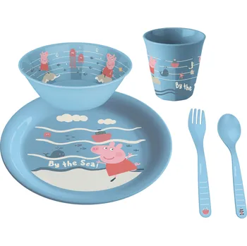 Příbor Koziol, Příbory a nádobí pro děti Waves at home Prasátko Peppa sytě modré 5 dílů - Formadore
