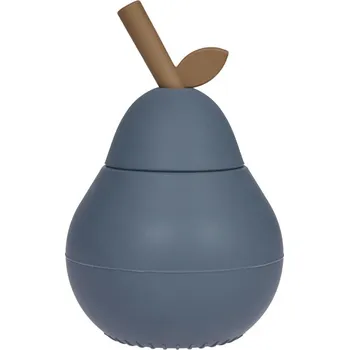 OYOY, Hrnek s brčkem Pear, modrý - Formadore