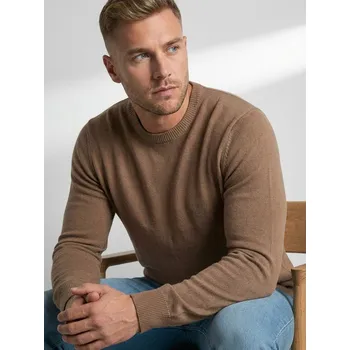 Pánský svetr Sinsay - Bavlněný svetr basic - hnědá - 248HR-82X - 248HR-82X-XL