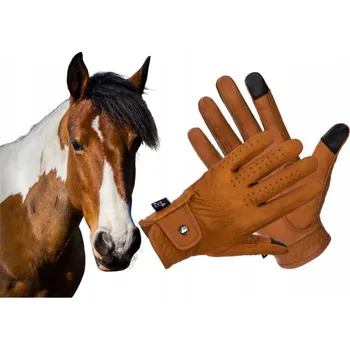 Vybavení pro jezdce Jezdecké rukavice EQUESTRIAN QUEEN Mauritius kožené hnědé XS