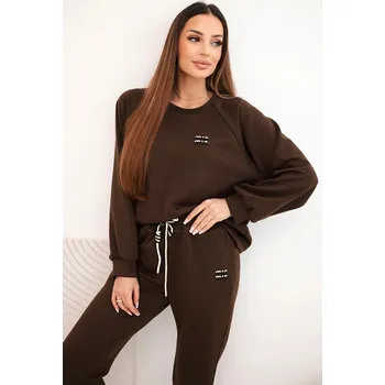 Dámská halenka Dámský komplet z viskózy s mikinou a kalhotami hnědý UNI