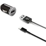 Set Celly Turbo autonabíječky s USB konektorem a kabelu USB-C, 2,4 A, černá