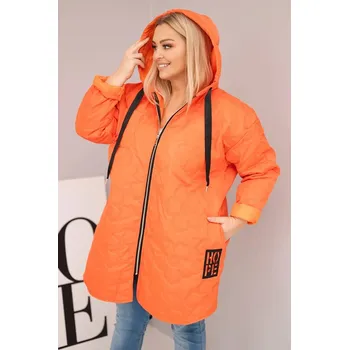 Dámská bunda Plus Size prošívaná s kapucí a nápisem HOPE oranžová UNI