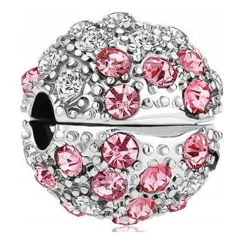 Přívěsek Přívěsek Charms klips světle růžové zirkony stříbro s925