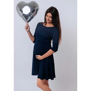Těhotenské šaty Těhotenské a kojící šaty 3v1 Claire - tmavě modré, 3/4 rukáv Velikost: XS