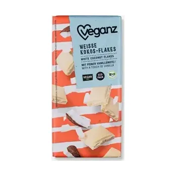 Cukrovinka Bílá čokoláda s kokosovými lupínky BIO