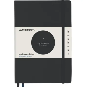 Diář Leuchtturm 1917, Tečkovaný zápisník v pevné vazbě Leuchtturm 1917 Bauhaus A5, 251 stran, černý, 80 g/m² - Formadore