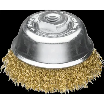 Drátěný kartáč Lessmann 426567 | Hrncový kartáč, zvlněný drát 100 mm / 0,30 mosazný drát zvlněný