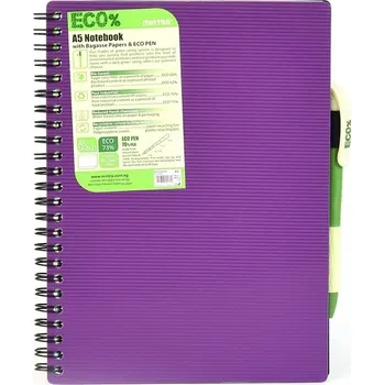 Sešit Kroužkový sešit Eco Pen A4, 80l, fialový