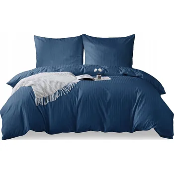 Povlečení Povlečení 160x200cm tmavě modrá 100% Bavlna Damašek + 2 povlaky na polštáře 70x80cm