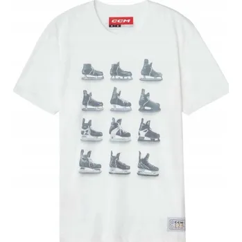 Pánské oblečení Pánské tričko CCM 125 Anniversary Skates Short Sleeve TEE White Velikost: 2