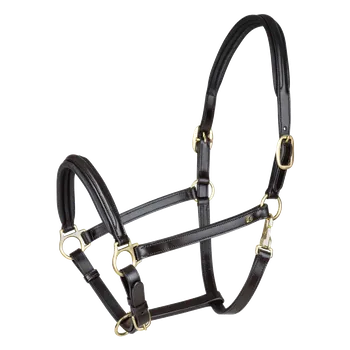 Kožená ohlávka S-line Classy Waldhausen Barva: hnědá/mosaz, Velikost: VB