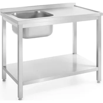 Dílenský stůl Dřezový stůl s policí - přišroubovaný, hloubka 700 mm, HENDI, Profi Line, Vlevo, 1000x700x(H)850mm | 812945