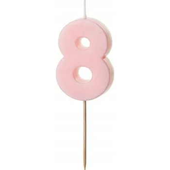Svíčka Narozeninová svíčka Číslice 8, světle růžová, 5.5 cm