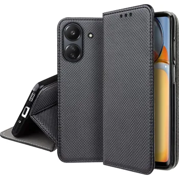 Pouzdro na mobilní telefon Pouzdro s klopou RCBR pro Poco C65 4G / Redmi 13C 4G SMART MAGNET, černé