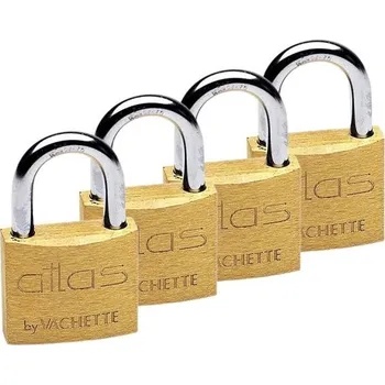 Visací zámek Vachette 1320-40 AL/SC, Atlas, žlutý, 1320-4x15/SC 4dílná sada 15 mm mosaz