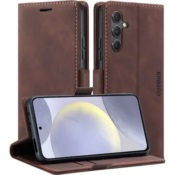 Pouzdro na mobilní telefon Flipové pouzdro Erbord pro Samsung Galaxy S24 hnědé
