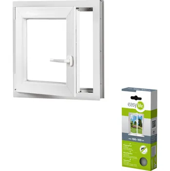 Okno Sada plastové okno 70x70, levé, otevíravé i sklopné, bíle + síť proti hmyzu