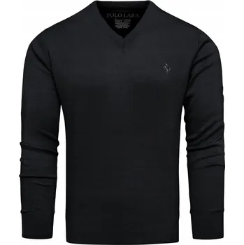 Pánský svetr Pánský svetr s výstřihem do V, bavlněný, černý, XXL