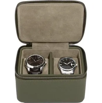 Šperkovnice Stackers, Cestovní kazeta na hodinky Stackers Pebble 2 přihrádky olivová - Formadore