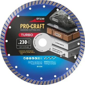 Řezný kotouč Kotouč řezný diamantový 230mm PROCRAFT DT230 Turbo